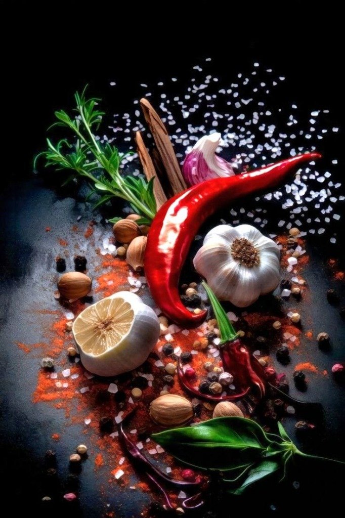 Fresh Red Chillies and Garlic